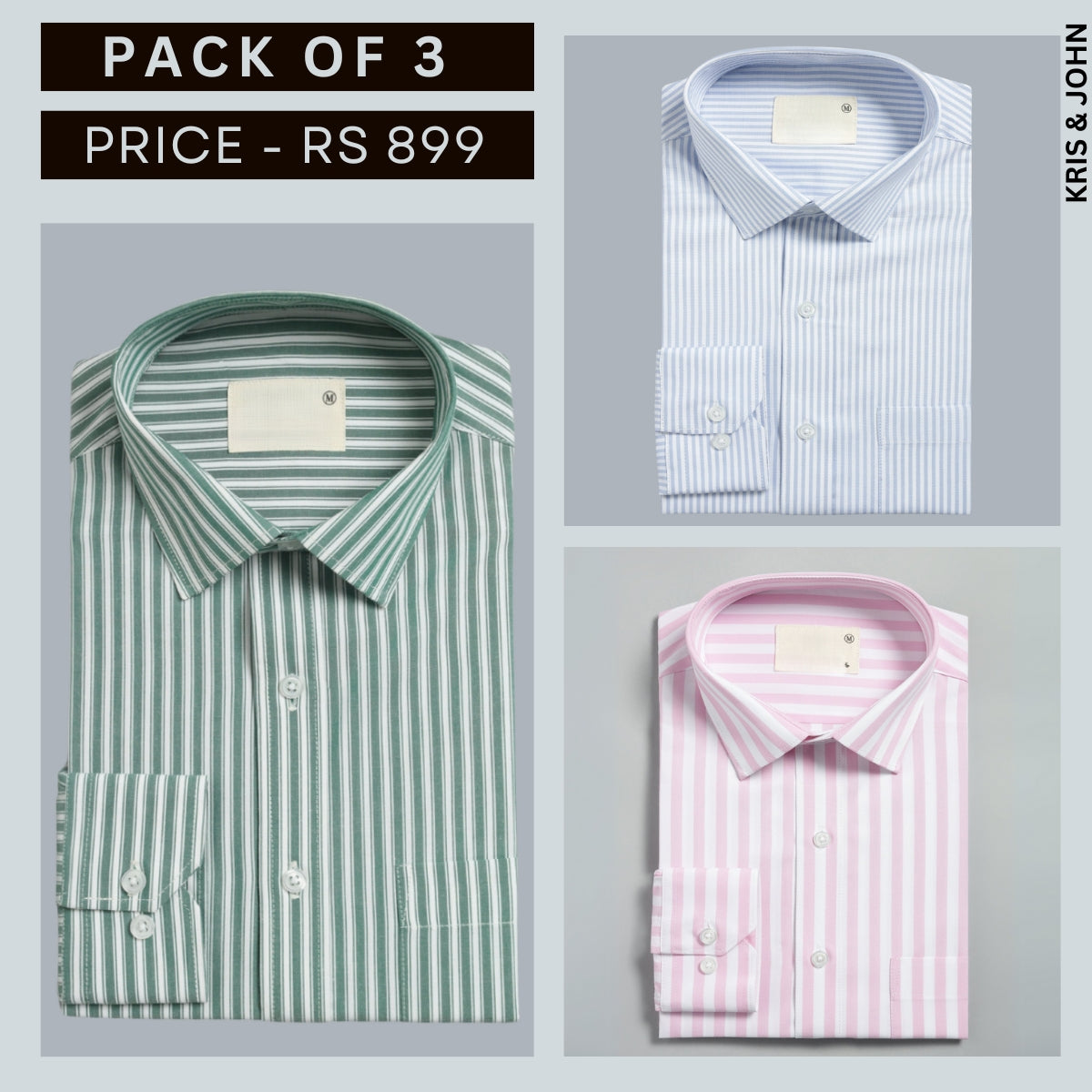 Shirt Happens: 3-Pack Men’s Stylish Formal Shirts – 100% Cotton, Full Sleeves with Pockets (FS-70)