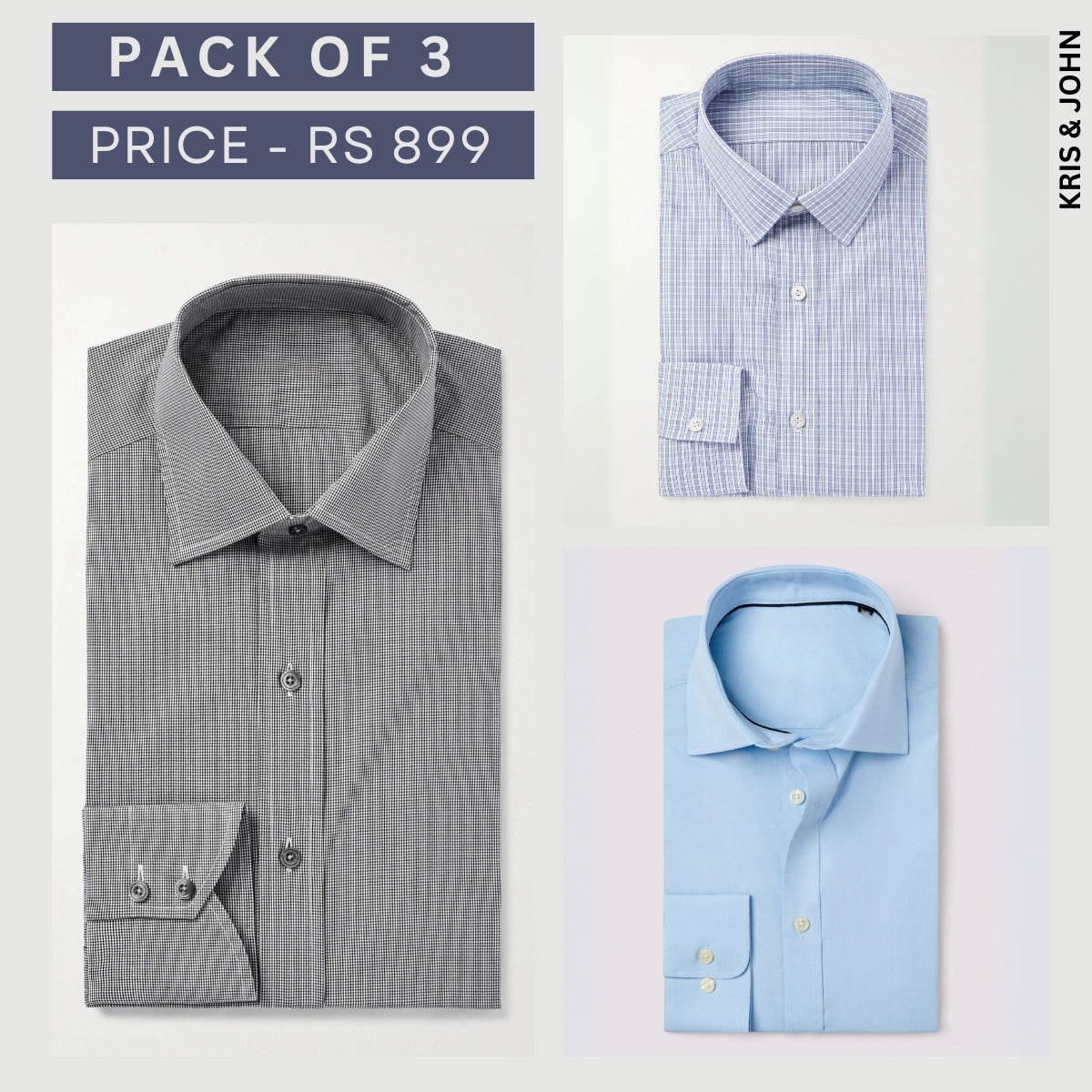 Shirt Happens: 3-Pack Men’s Stylish Formal Shirts – 100% Cotton, Full Sleeves with Pockets (FS-62)