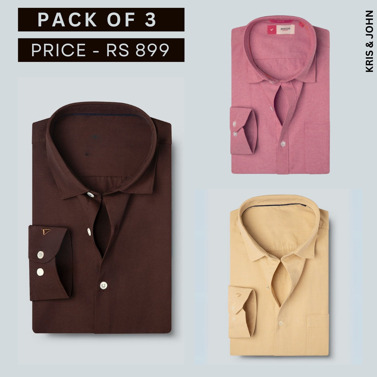 Shirt Happens: 3-Pack Men’s Stylish Formal Shirts – 100% Cotton, Full Sleeves with Pockets (FS-63)
