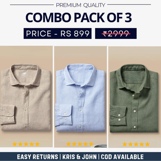 Combo Pack of 3 Menâ€™s Formal Shirts â€“ Stylish & Versatile Collection (Half & Full Sleeves, With/Without Pockets) (FS-51)