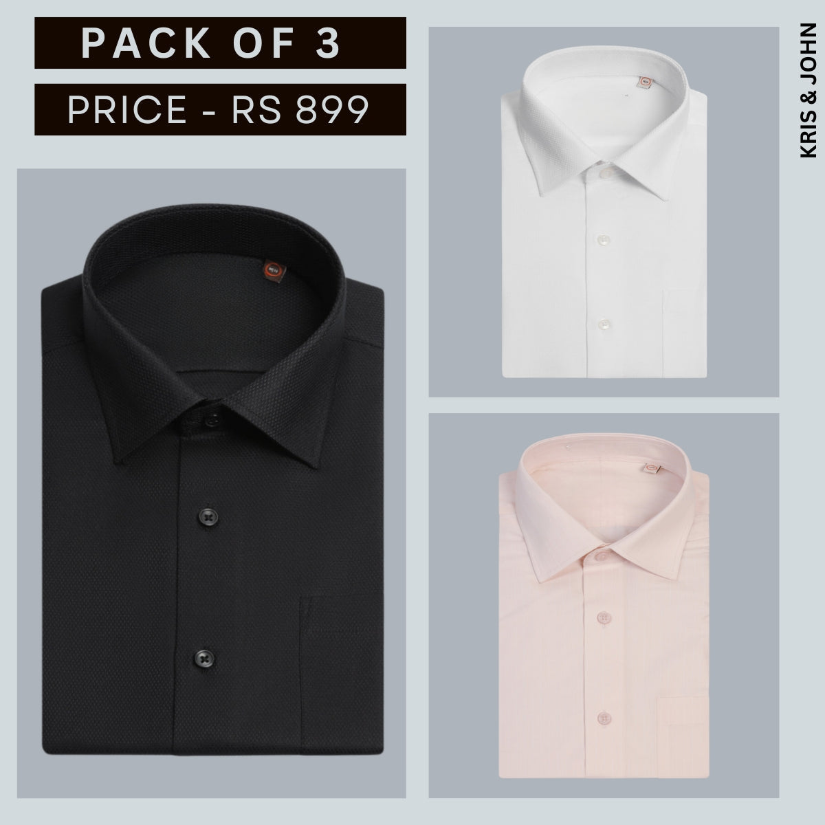 Shirt Happens: 3-Pack Men’s Stylish Formal Shirts – 100% Cotton, Full Sleeves with Pockets (FS-77)