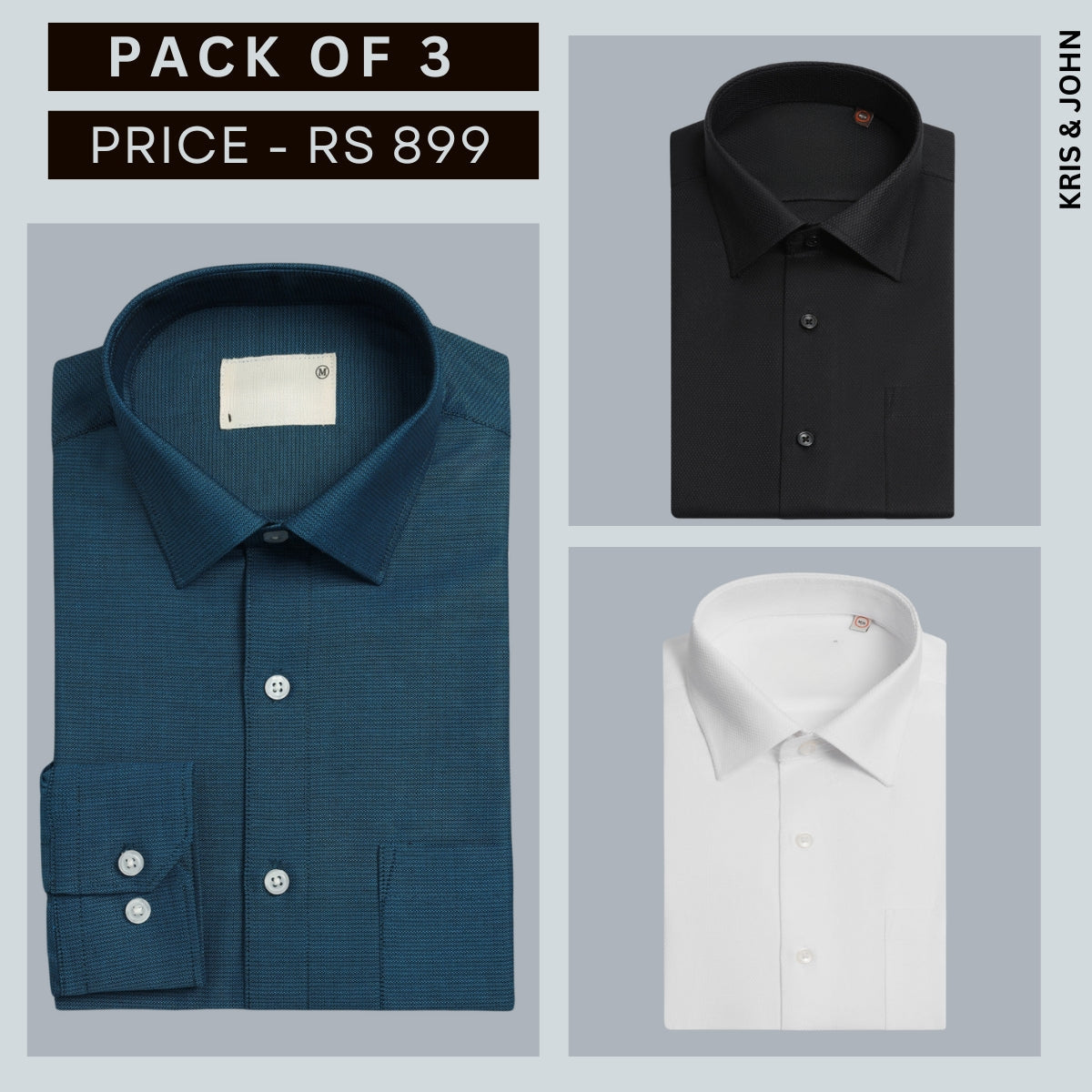 Shirt Happens: 3-Pack Menâ€™s Stylish Formal Shirts â€“ 100% Cotton, Full Sleeves with Pockets (FS-81)