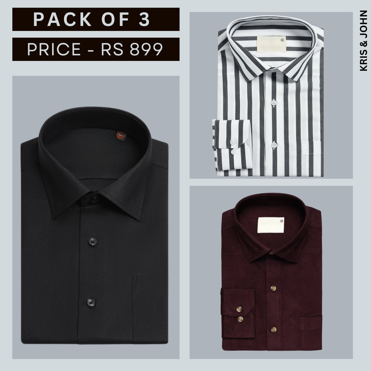 Shirt Happens: 3-Pack Men’s Stylish Formal Shirts – 100% Cotton, Full Sleeves with Pockets (FS-72)