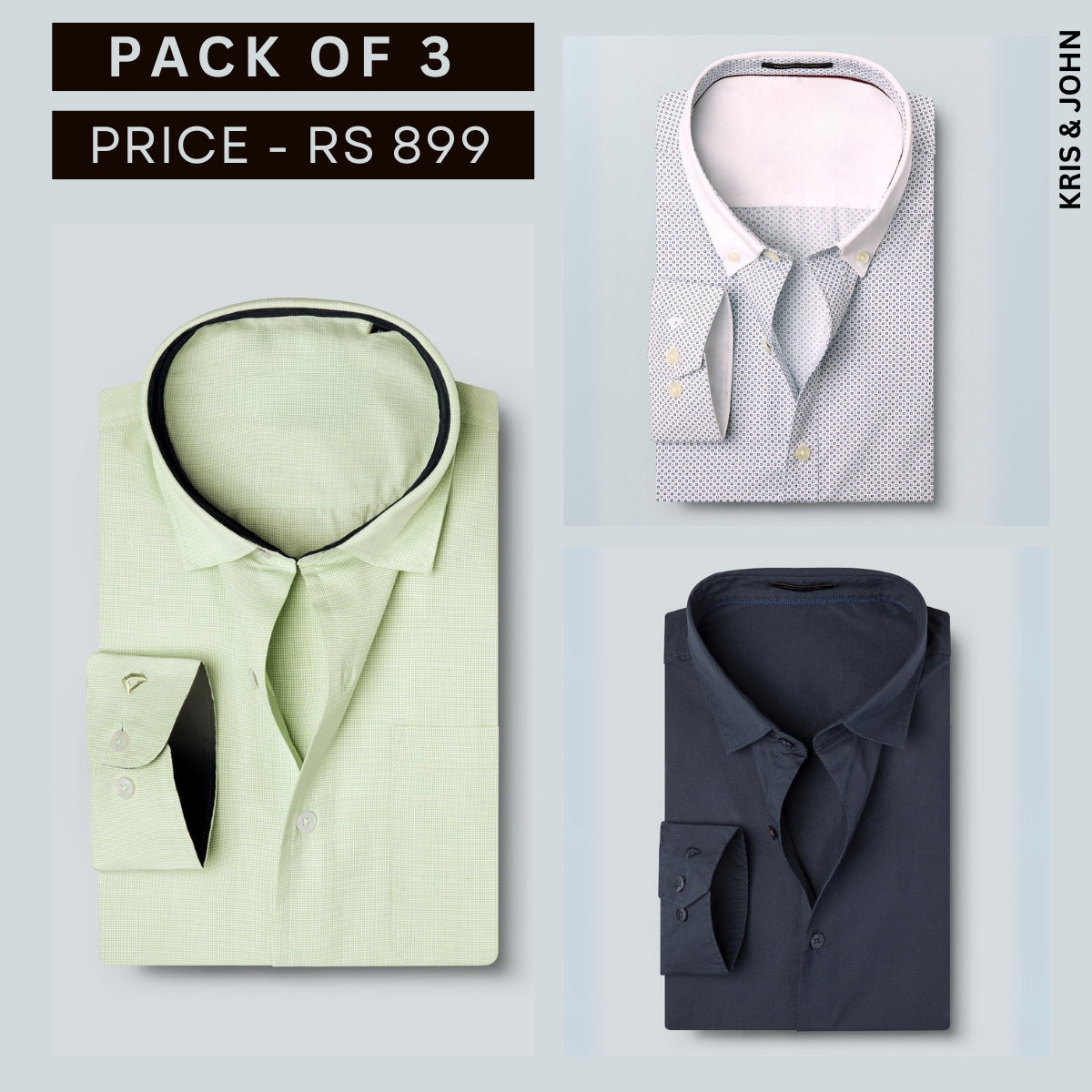 Shirt Happens: 3-Pack Men’s Stylish Formal Shirts – 100% Cotton, Full Sleeves with Pockets (FS-64)